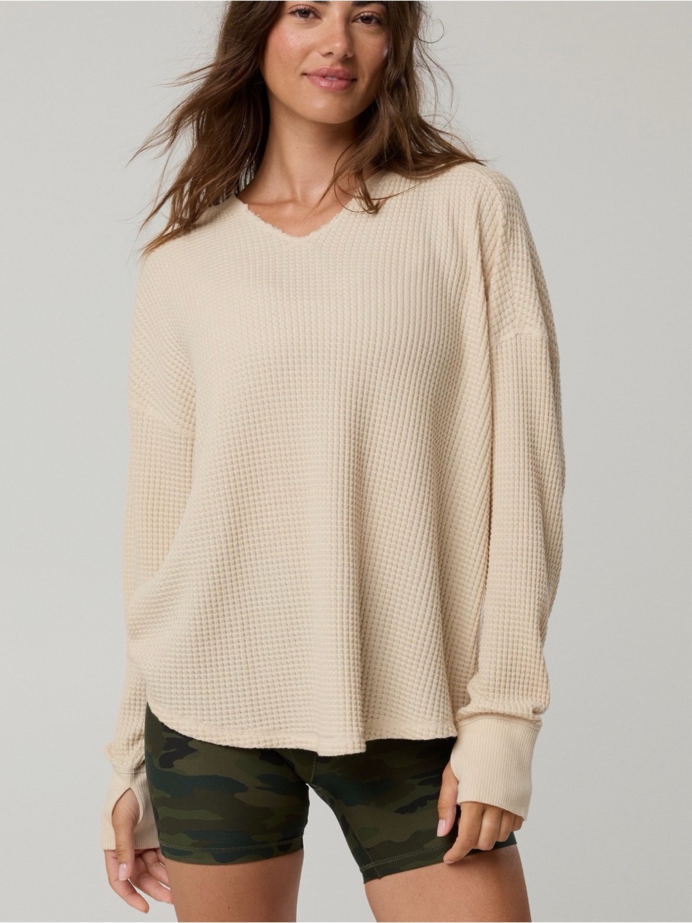Offline By Aerie Wow! Waffle Notch Neck Long Sleeve T-Shirt Medium